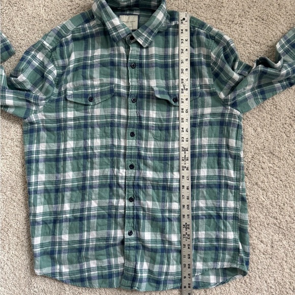 American Eagle Outfitters Blue and Green Plaid Flannel Shirt Large - Picture 6 of 6